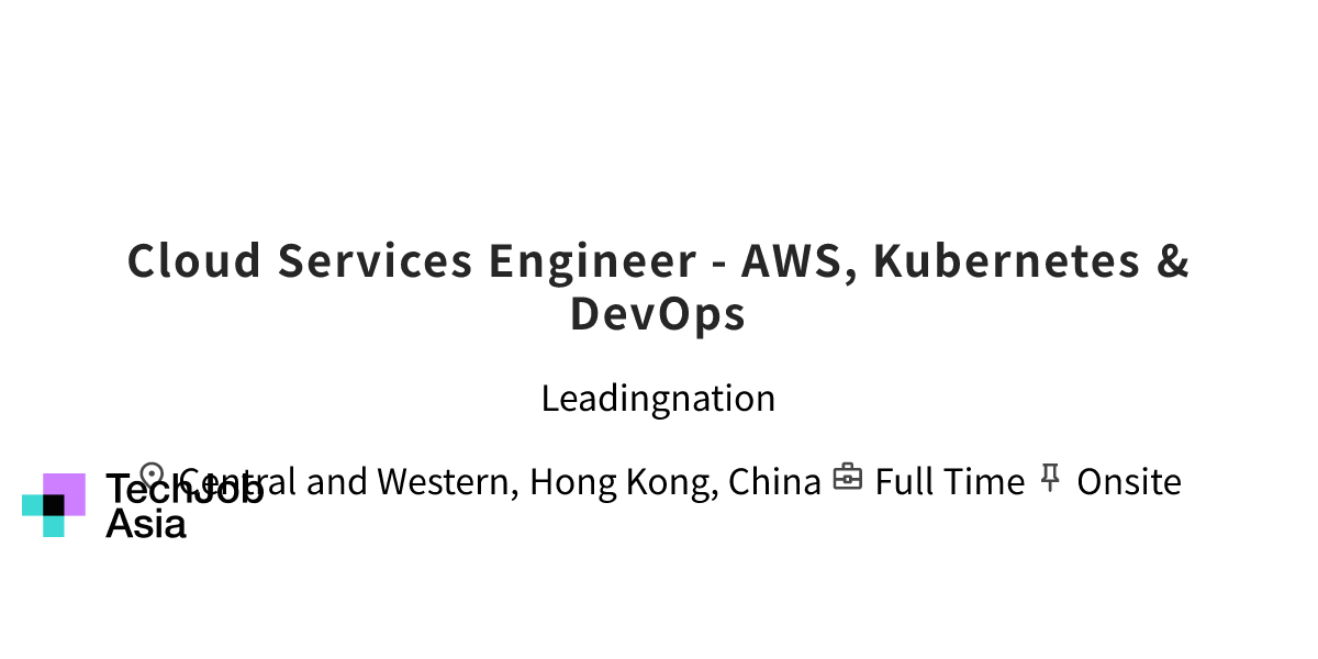 Cloud Services Engineer - AWS, Kubernetes & DevOps Opening at ...