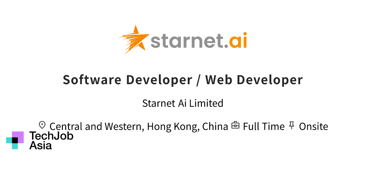 Software Developer / Web Developer Opening at Starnet Ai Limited in ...