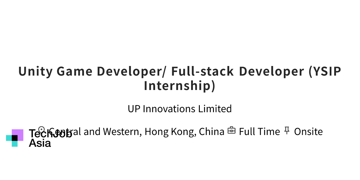 Unity Game Developer/ Full-stack Developer (YSIP Internship) Opening at ...