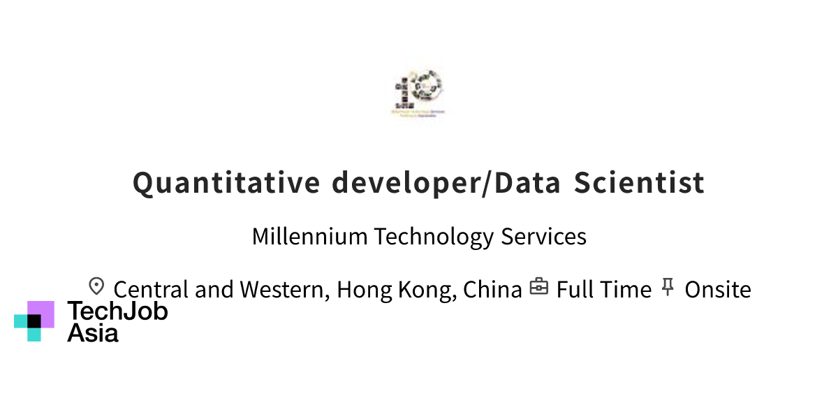 Quantitative developer/Data Scientist Opening at Millennium Technology ...